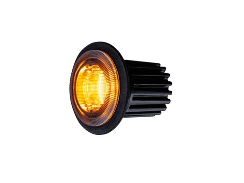 Strands Dark Knight Gloria built-in flash with dark glass in ORANGE color - LED warning lamp for 12 and 24 volt use - Strands 850419 - EAN: 7350133816621