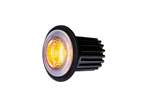 Strands Dark Knight Gloria inbouw flitser met helder glas in kleur ORANJE - LED waarschuwingslamp voor 12 en 24 volt gebruik - Strands 850420 - EAN: 7350133816638