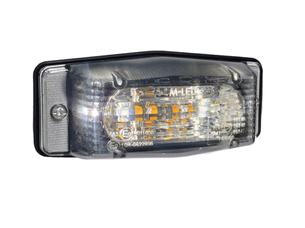 M-LED Doppelbrenner KLAR – VOLL LED Doppelbrenner mit ORANGE-WEIßEM Licht, das das ECE R148- und ECE R65-Qualitätszeichen trägt – Doppelbrenner mit LED-Blitz für 12- und 24-Volt-Nutzung –