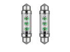 Festoon LED tube lamp 24 volt GREEN - LED interior lamp that fits in a tube lamp connection - can be mounted in truck, trailer and camper if it is connected to 24volt - LED lamp is equipped with 6 LED points - EAN: 7448154215285