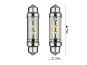 Festoon LED buislamp 24 volt ORANJE / AMBER - LED interieur lamp die past in een buislamp aansluiting - te monteren in vrachtwagen, trailer en camper als deze op 24volt is aangesloten - LED lamp is voorzien van 6 LED punten - EAN: 7448155531599