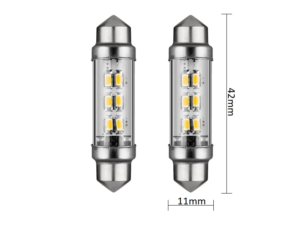 Soffitte LED Röhrenlampe 24 Volt ORANGE/BERNSTEIN – LED Innenlampe, die in eine Röhrenlampenfassung passt – kann in LKW, Anhänger und Wohnmobil montiert werden, wenn sie an 24 Volt angeschlossen ist – LED Lampe ist mit 6 LED-Punkten ausgestattet – EAN: 7448155531599