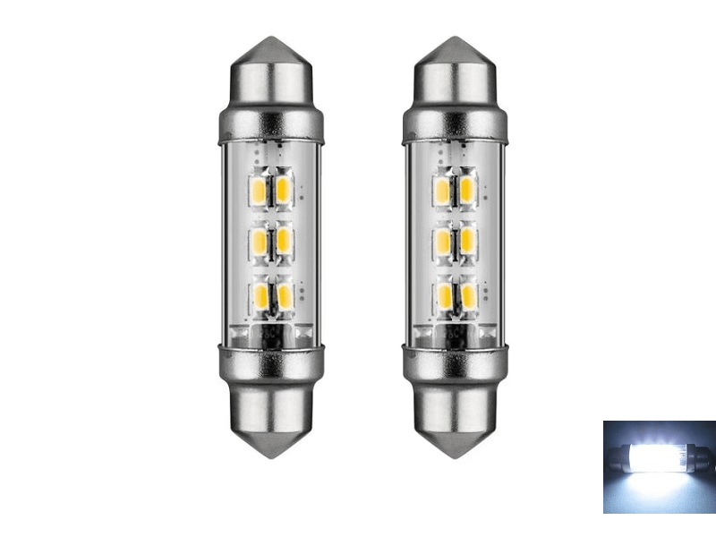 Festoon LED buislamp 24 volt WIT - LED interieur lamp die past in een buislamp aansluiting - te monteren in vrachtwagen, trailer en camper als deze op 24volt is aangesloten - LED lamp is voorzien van 6 LED punten - EAN: 7448154612664