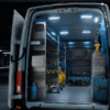 Delivery van with LED lighting in the cargo area of the van - complete with built-in interior - suitable for Volkswagen, Mercedes, MAN, Iveco, Fiat, Ford and other models