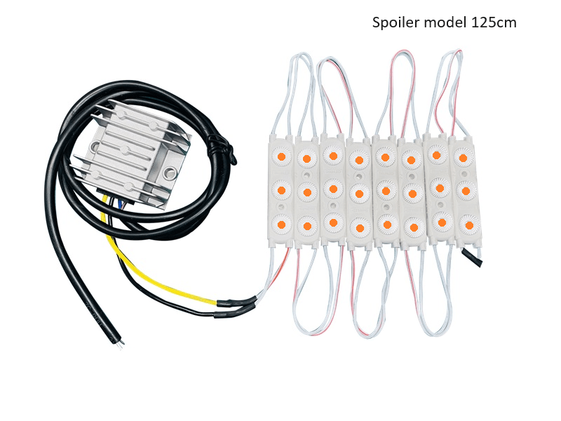 LED-Streifen AMBER für Spoiler-Modell-Leuchtkasten mit einer Länge von 125 cm – passend für Leuchtkasten von IllumiLED und Nedking – funktioniert mit 12 und 24 Volt – wird mit POWERUNIT geliefert – EAN: 6438203006842