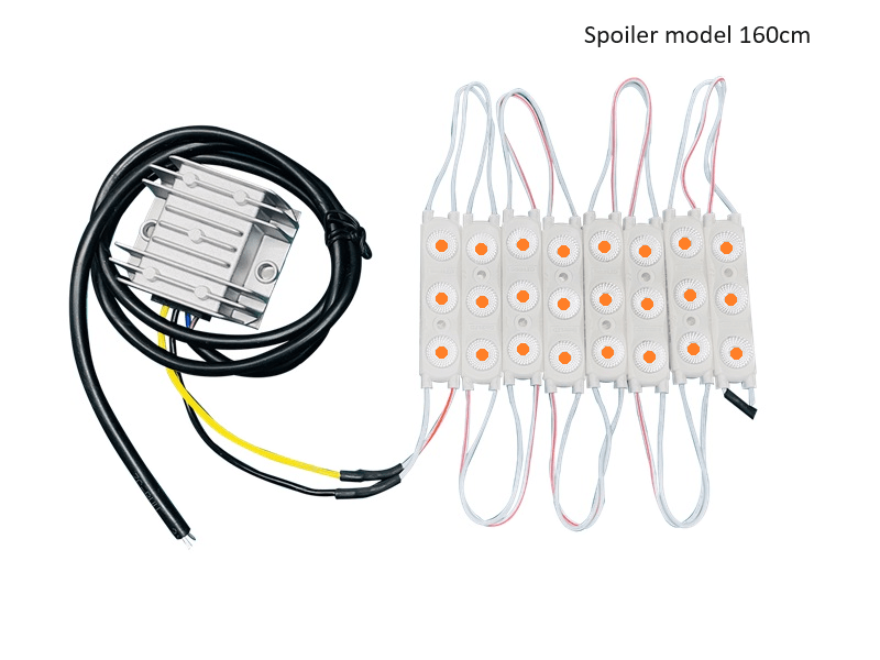 LED-Streifen AMBER für Spoiler-Modell-Leuchtkasten mit einer Länge von 160 cm – passend für Leuchtkasten IllumiLED und Nedking – funktioniert mit 12 und 24 Volt – Lieferung mit POWERUNIT – EAN: 6438203006828