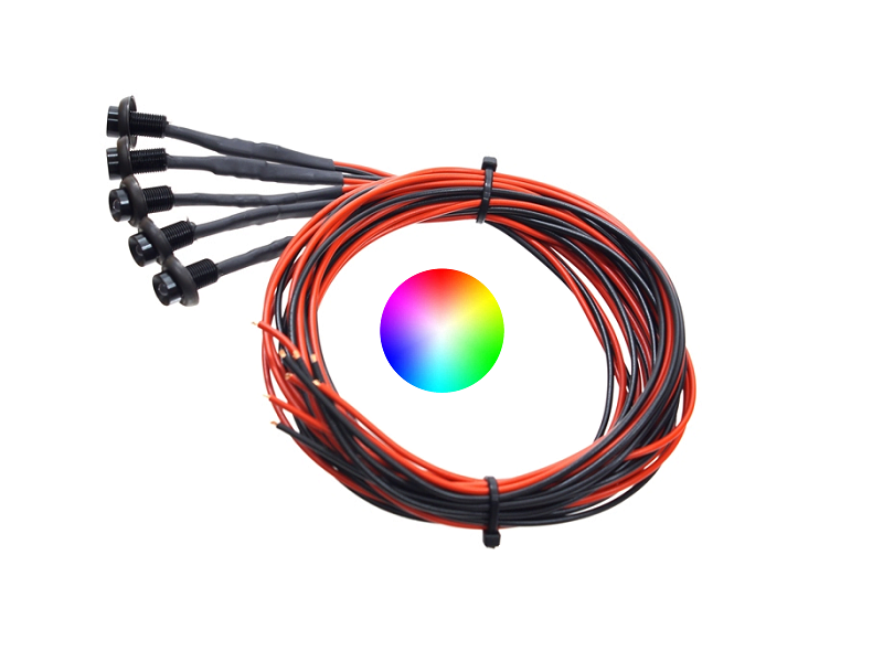 Mini LED Spot RGB 24V – 5 Stück – Schwarz – Innenleuchte für 24-Volt-Betrieb geeignet – LKW-/Camper-Beleuchtung – Einbauspot für Sternenhimmel