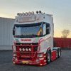 Scania truck with various additional lights and a bull bar mounted