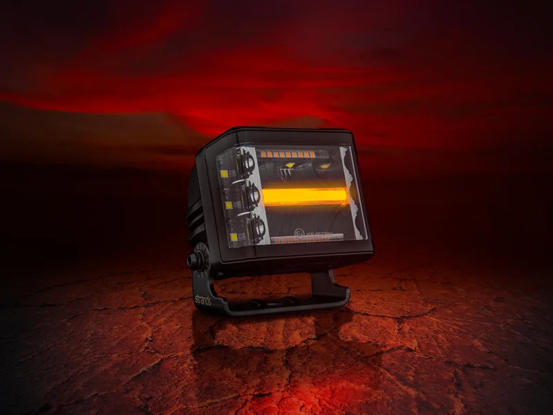 Strands XP RED FOX LED work light with side shooter and LED strobe - Strands 809282 - LED work light 44w - DUAL COLOR position light - suitable for 12 and 24 volts - EAN: 7323030192839