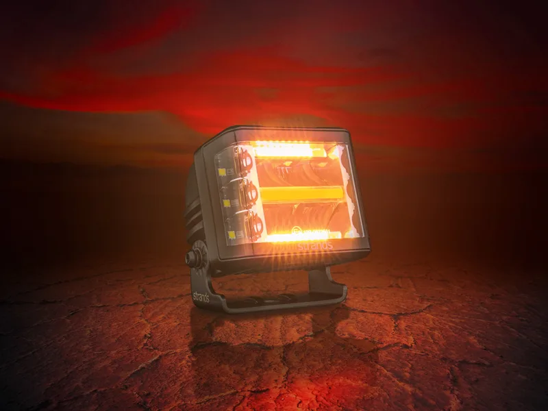 Strands XP RED FOX LED work light with side shooter and LED strobe - Strands 809282 - LED work light 44w - DUAL COLOR position light - suitable for 12 and 24 volts - EAN: 7323030192839