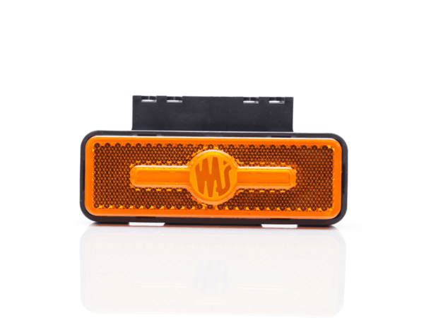 Markierungsleuchte WAŚ W254 LED ORANGE – Lampe LED mit integriertem Reflektor und ECE-R148-Gütezeichen – WAŚ 2033 – Lampe ist für 12- und 24-Volt-Betrieb geeignet – EAN: 5903098130305