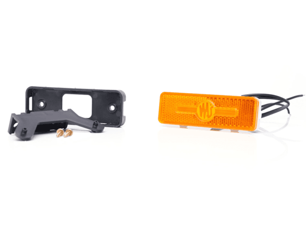Markierungsleuchte WAŚ W254 LED ORANGE – Lampe LED mit integriertem Reflektor und ECE-R148-Gütezeichen – WAŚ 2033 – Lampe ist für 12- und 24-Volt-Betrieb geeignet – EAN: 5903098130305