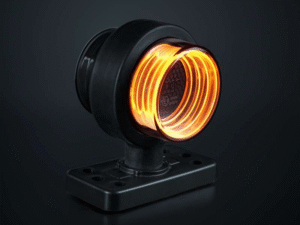 FOR9T Geo gemonteerd op een rubberen arm - oranje - smoke behuizing