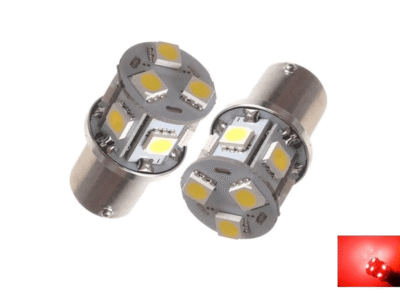 BA15S LED Lampe ROT - geeignet für 12 & 24 Volt Betrieb - für Rücklicht, Bremslicht, Standlicht und Innenraum - EAN: 6090428883884