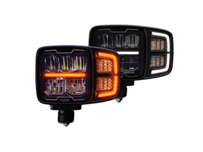 Strands HI-LO LED Lampe - RECHTS - leistungsstarker Arbeitsscheinwerfer - automatische Heizung - ECE R148, R149 - 1 Lux@ 275 m - orangefarbenes und weißes Positionslicht - für Traktor, Schneepflug und LKW