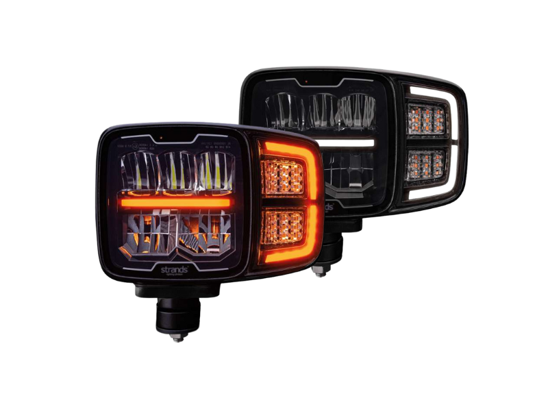 Strands HI-LO LED lamp - RECHTS - krachtige werklamp - automatische verwarming - ECE R148, R149 - 1 Lux@ 275 m - oranje en wit standlicht - voor tractor, sneeuwschuiver en vrachtwagen