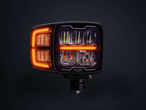 Strands HI-LO LED lamp - LINKS - krachtige werklamp - automatische verwarming - ECE R148, R149 - 1 Lux@ 275 m - oranje en wit standlicht - voor tractor, sneeuwschuiver en vrachtwagen
