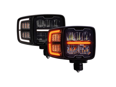 Strands HI-LO LED Lampe - LINKS - leistungsstarker Arbeitsscheinwerfer - automatische Heizung - ECE R148, R149 - 1 Lux@ 275 m - orange und weiße Positionsleuchte - für Traktor, Schneepflug und LKW