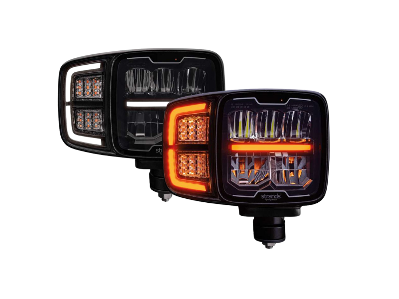 Strands HI-LO LED lamp - LINKS - krachtige werklamp - automatische verwarming - ECE R148, R149 - 1 Lux@ 275 m - oranje en wit standlicht - voor tractor, sneeuwschuiver en vrachtwagen