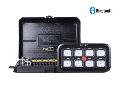 M-LED control panel 2.0 - 8-button Bluetooth - for car, truck, camper, tractor and more - 12 & 24 volt - 50 indication labels - M-LED AM885 - 8 channels
