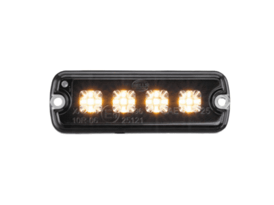 Hella BST Slim Pro 4 LED flitser oranje - met ECE R65 keurmerk - verwarmde lens - voor 12&24 volt - dag- en nachtmodus - voor vrachtwagen, auto en meer - IP67 en IP69K - EAN: 4069842106840